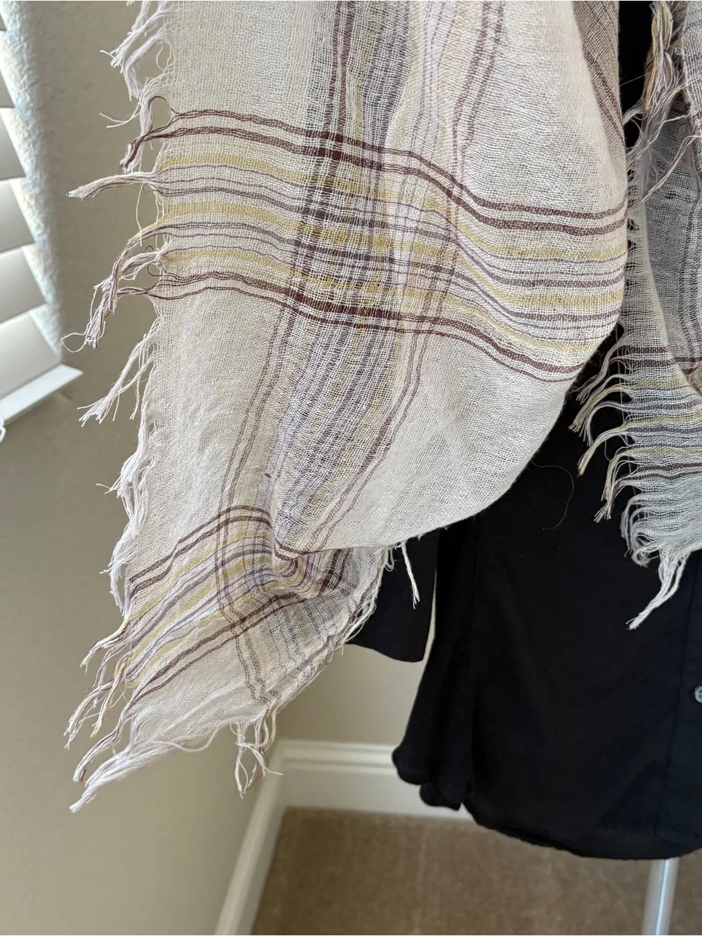 Lightweight Fringe Plaid Scarf